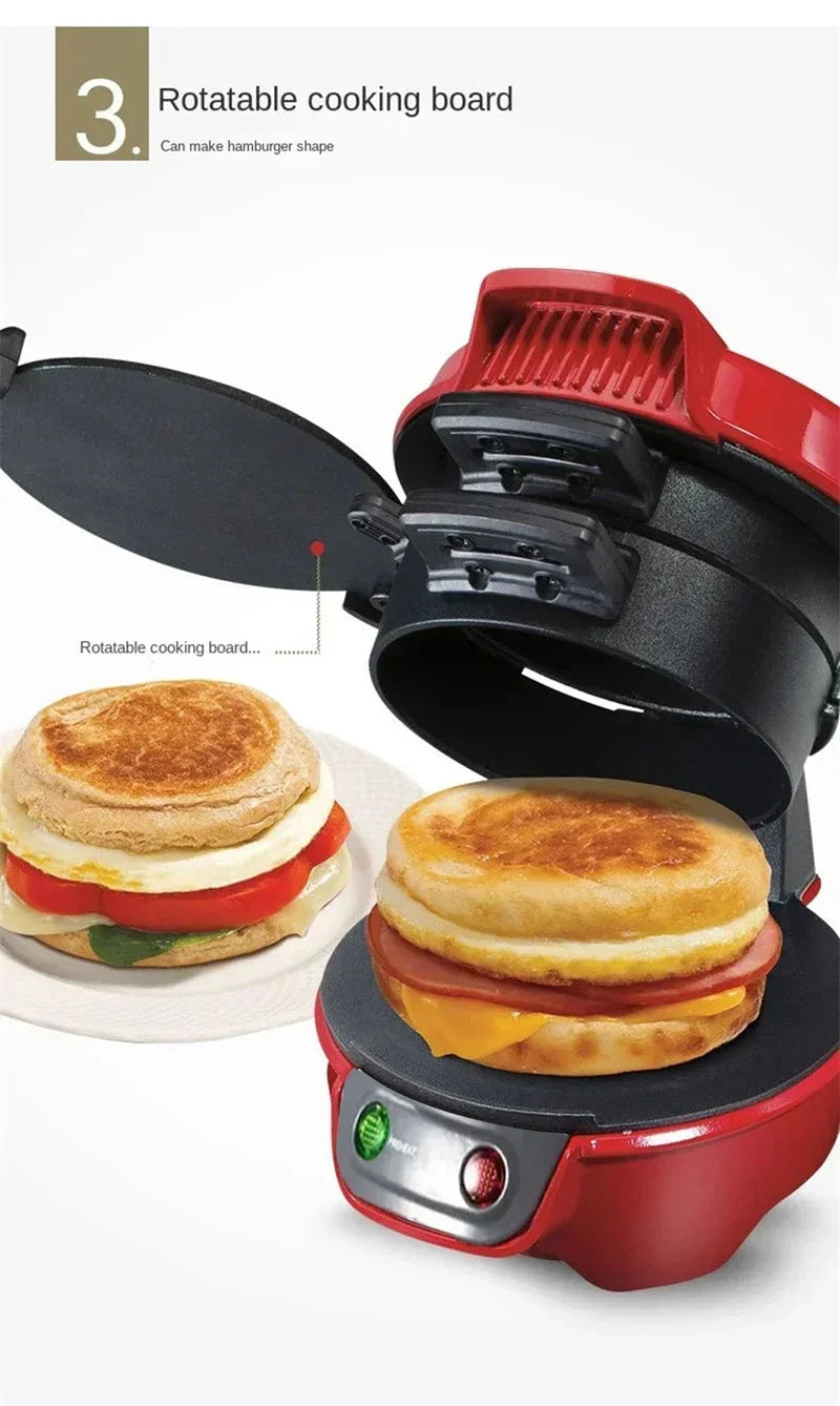 220V Multifunctional Burger Machine Household Breakfast Muffin Maker Household Non Stick Plates Electric Burger Maker Machine