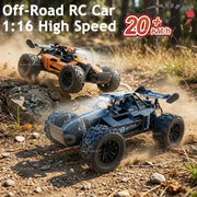 RC Monster Truck 1:16 Scale Remote Control Car 2.4GHz Alloy Shell 20KM/H Fast Off Road RC Car LED LED Headlight Toy Gift for Kid