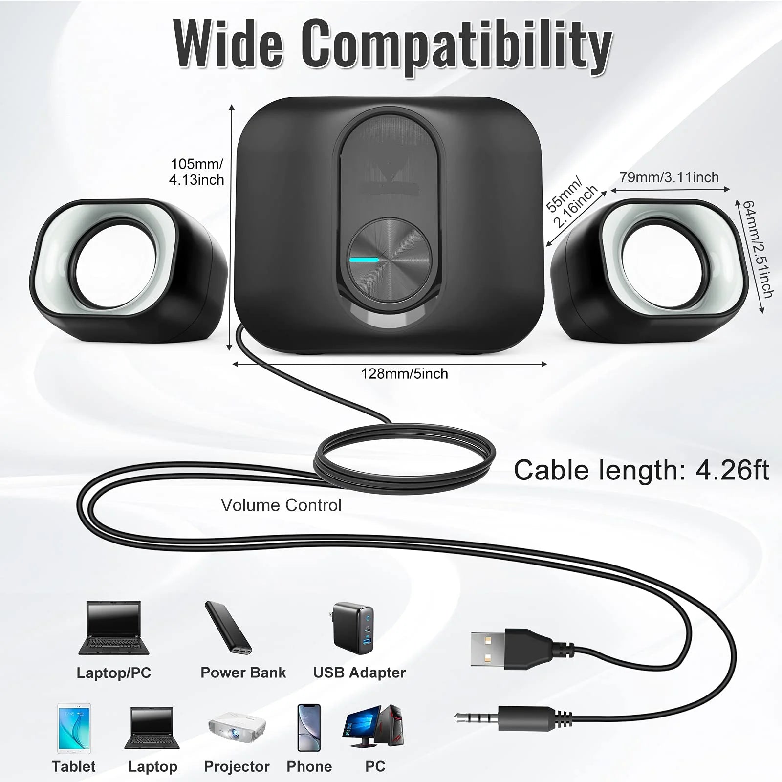 High Quality Desktop Computer Game Speakers Stereo Subwoofer Audio HP Home Laptop 2.1 Wired Multifunctional Computer Loudspeaker