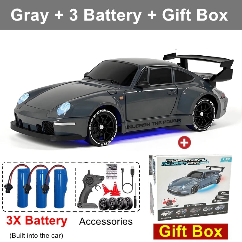 4WD RC Drift Car With LED Light 2.4G Radio 20KM/h High Speed Remote Control Racing Cars Vehicle Model Toy Gift for Boy Girl Kid