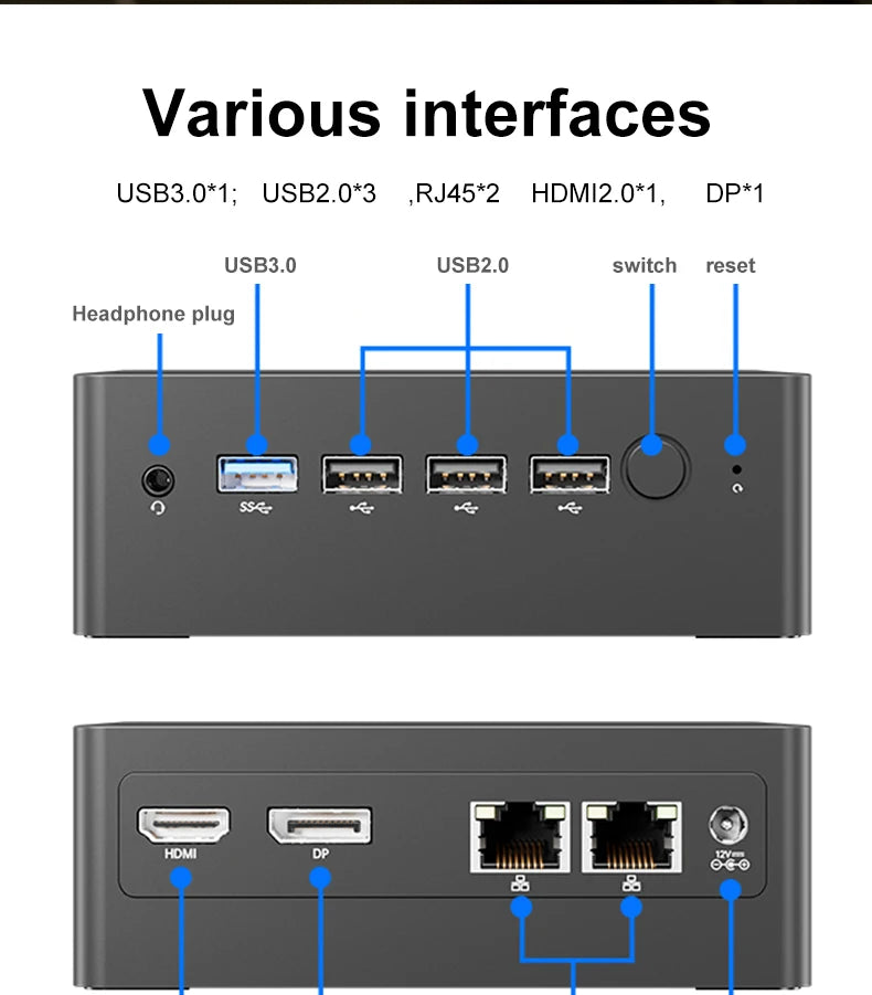 Experience powerful performance with this Intel N100 mini PC—quad-core processor with Turbo Boost up to 3.4GHz, 8GB LPDDR5 RAM, 256GB storage, 4800Hz dual RJ45 LAN with firewall, Windows 11, and 4K support for smooth multitasking and secure networking!
