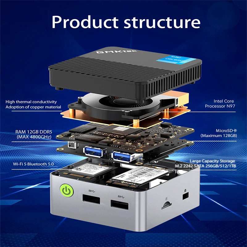 GMKtec Mini PC GMK G5 NUCBOX Intel N97 system Window 11Pro DDR5 4800MHz WIFI 5 BT 5.0 GMKtec Mini Pc