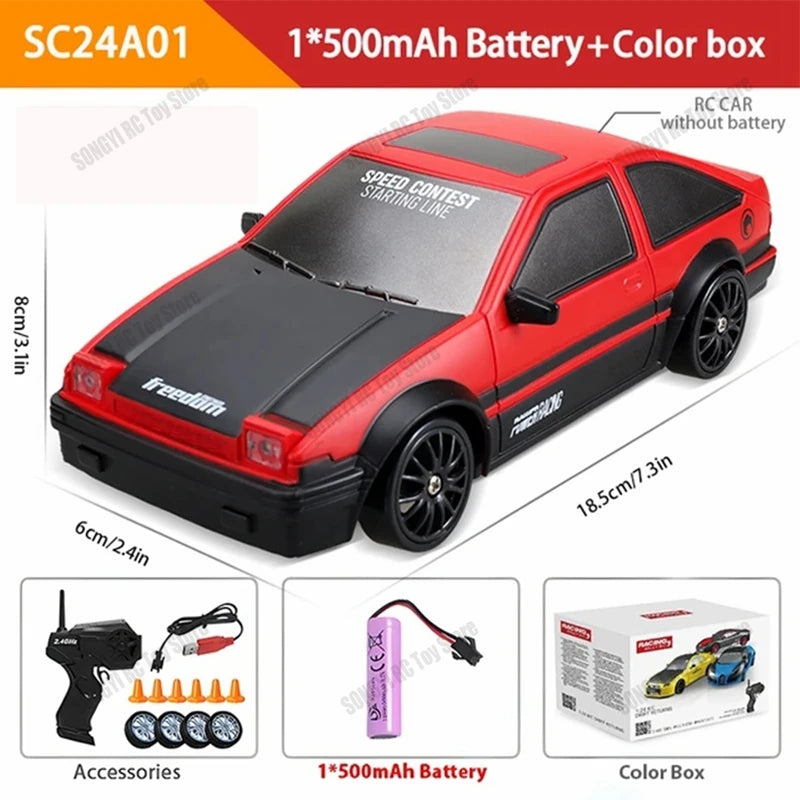 RC Drift Car 4WD Remote Control High Speed Racing Vehicle with LED Lights 2.4GHz Radio 4x4 Off-Road Truck Toy for Children Kids