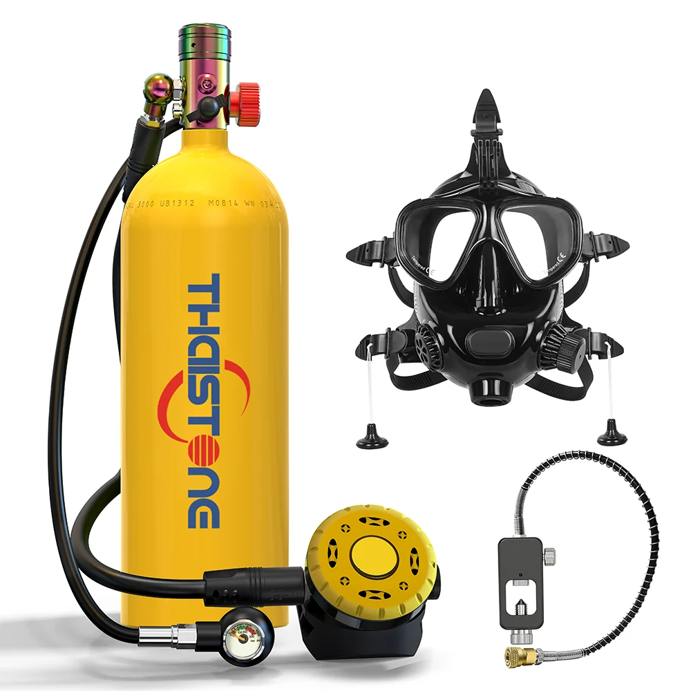 THAISTONE-Scuba Diving Air Tank with Mask Underwater Breath Air Tank, Oxygen Tank, Snorkeling Equipment, 2.3L, 30-40 Minutes