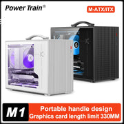 Power Train X-GAMERX M1 Handheld Portable Computer Case Side Transparent MINI Game MATX Desktop Chassis