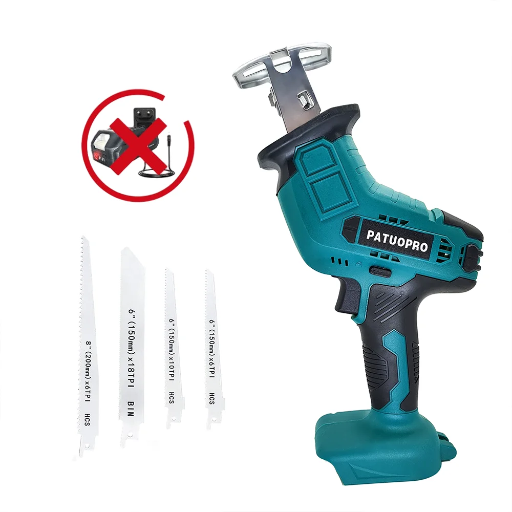 Cordless Reciprocating Saw 18V Adjustable Speed Electric Saw for Wood Metal PVC Pipe Cutting Tool Fit Makita 18V Battery (No Bat