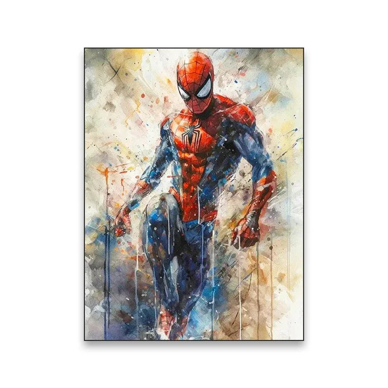 1pc Frameless Canvas Painting Marvel Movie Art Poster Spider Man Iron Man Deadpool Canvas Painting Classic Anime Character Mural