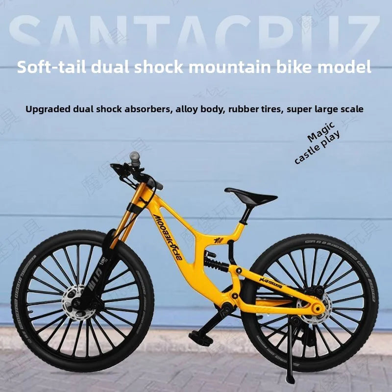 1:8 Upgraded Dual Shock Downhill Mountain Bike Alloy Model, Soft Tail Metal Racing  Kids Toy and Birthday Gift for Boyfriend