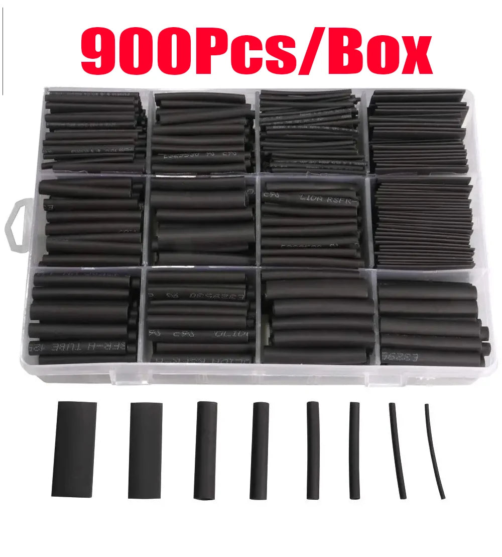 Protect your wiring with this black heat shrink tube kit—thermoresistant tubing ideal for wire wrapping, electrical connections, and cable insulation!