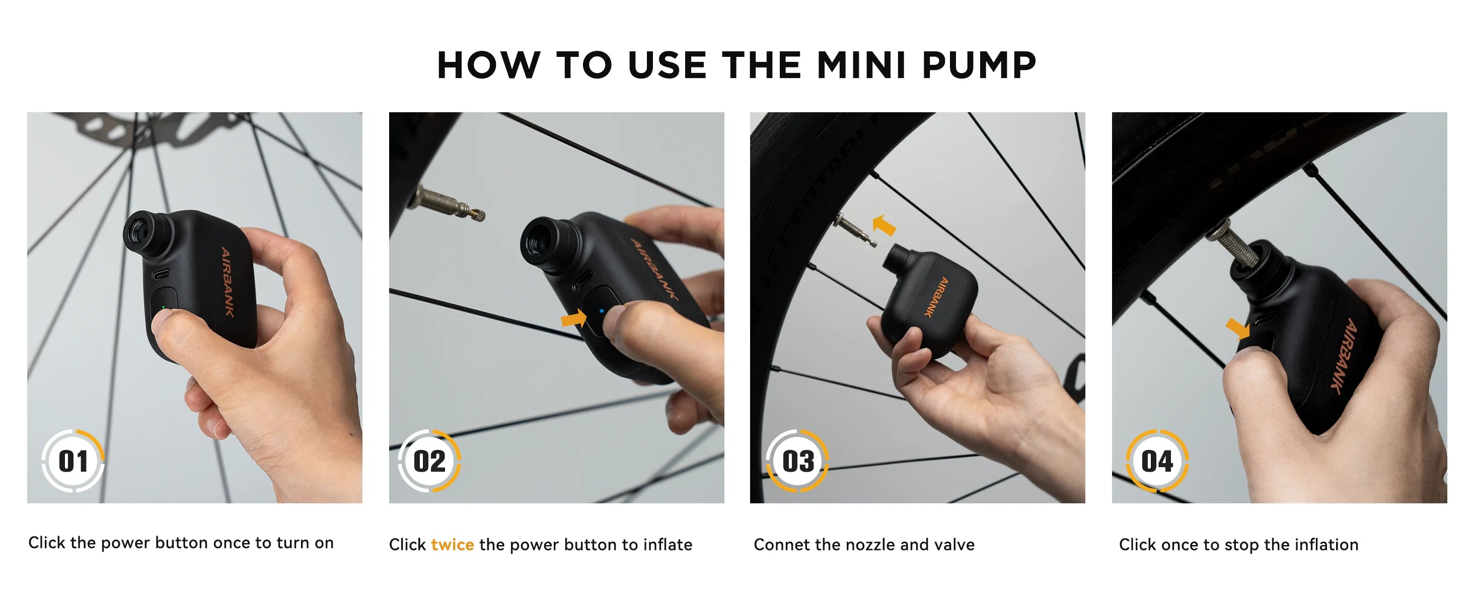 Keep your tires perfectly inflated with this portable electric mini bike pump—100 PSI max pressure, compatible with Presta and Schrader valves. An essential cycling accessory for on-the-go air inflation!