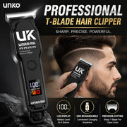 Professional T Blade Hair Clipper for Men Cordless Electric Trimmer LCD Display Beard Trimmer USB Rechargeable Barber Cutting Ma