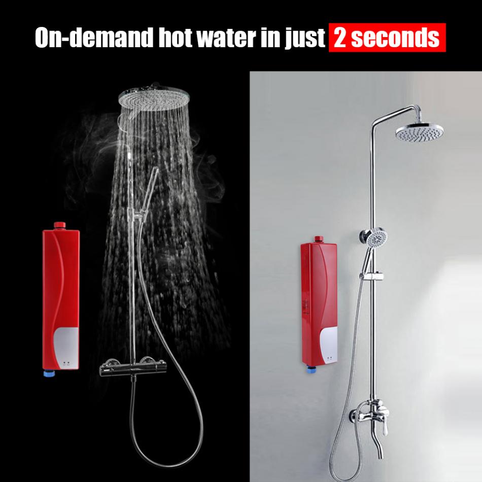 220V Electric Water Heater Instant Electric Indoor Shower Tankless Water Heater Kitchen Bathroom Bathrooms Water Heating New