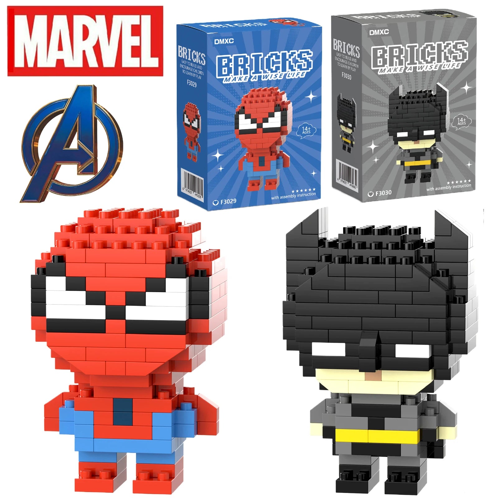 Marvel Spider Man Building Block Deadpool&Venom Iron Man figure Marvel Legends Cartoon Character Model Toys for Children Gifts