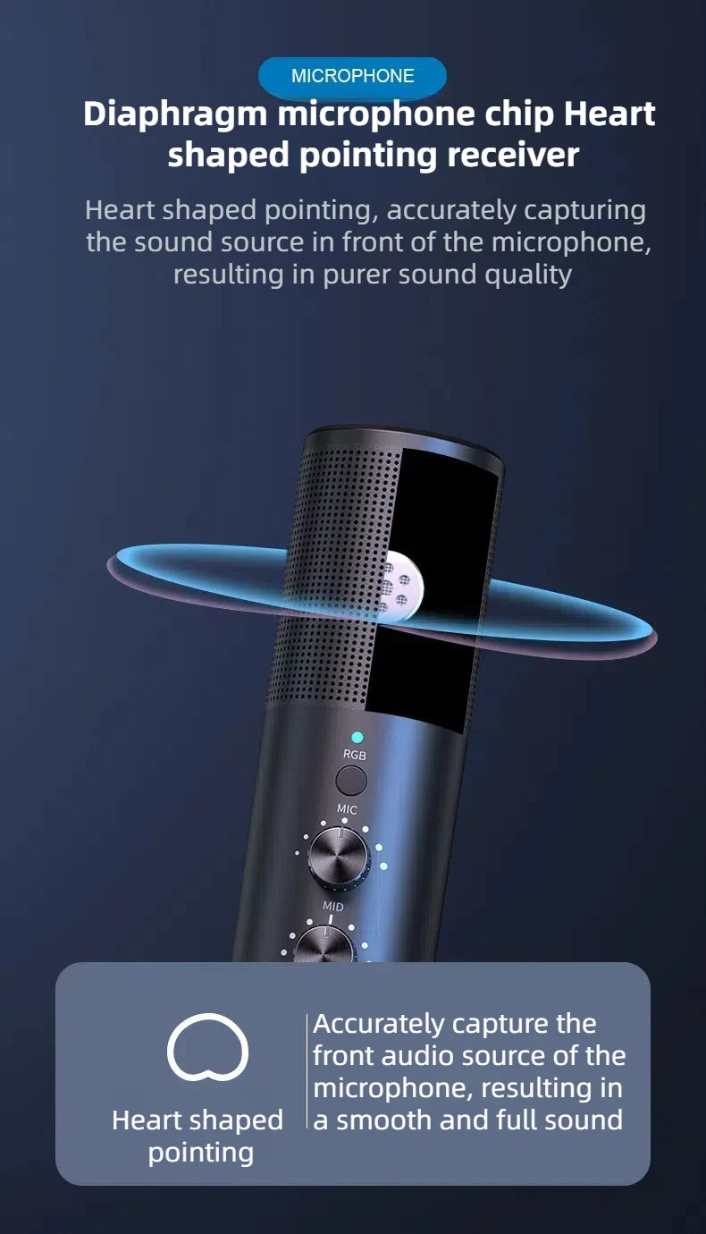 Capture crisp, clear audio with this USB condenser microphone featuring advanced noise cancellation—perfect for streaming, recording, and professional use!