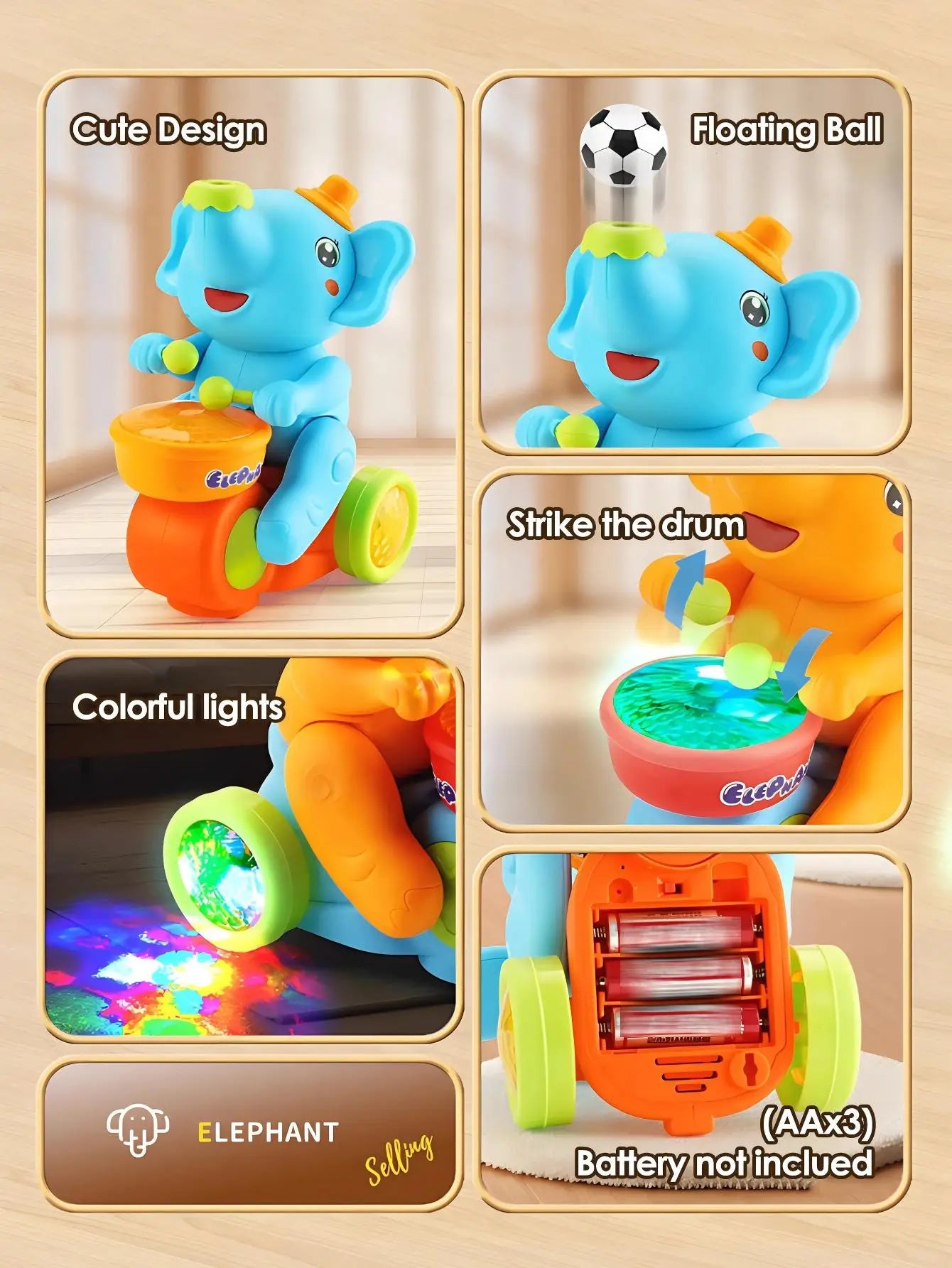 Funny elephant toy car,Electronic Suspended blowing ball pet toys with sound light Birthday Christmas gifts for boys girls
