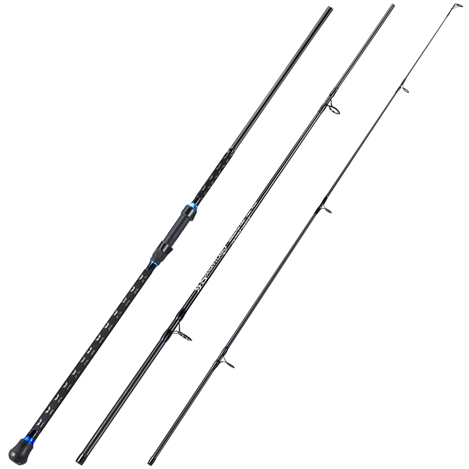 Sougayilang 3-Piece Long Casting Rod High Tonnage Carbon Fiber Lightweight Tough Non-Slip Grip 12-40lb Line Wt. Big Game Fishing