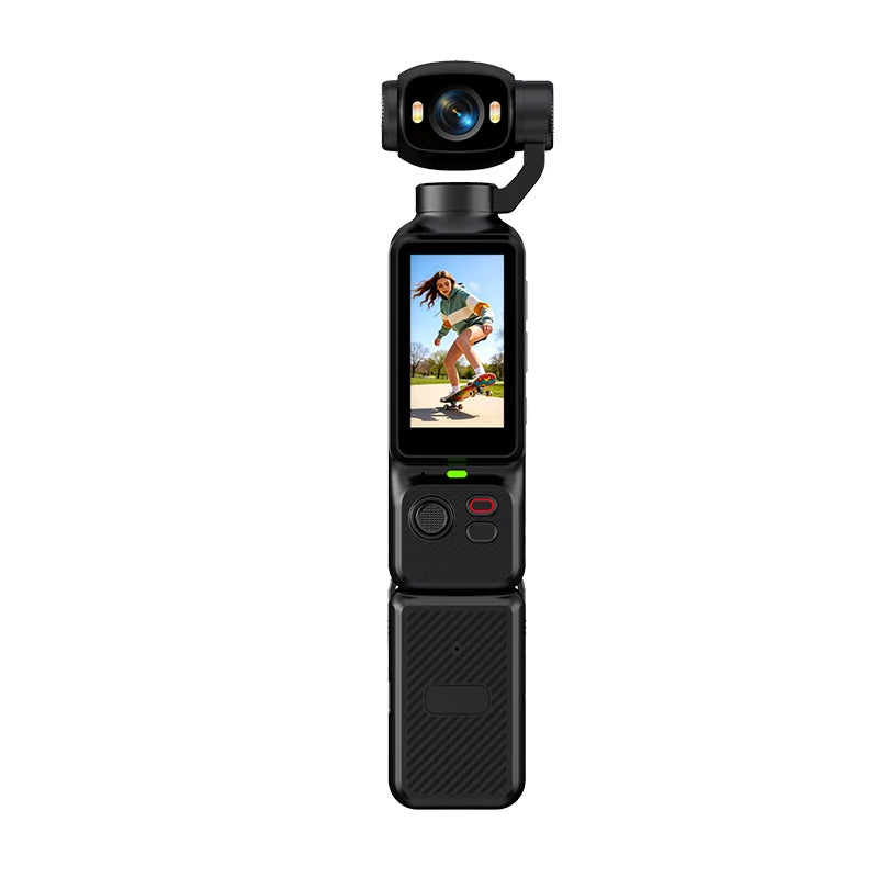 4K Handheld Action Camera HD 180° Rotatable Lens Electronic Anti-shake Pocket Vlog Camera with Fill Light for Outdoor Sports