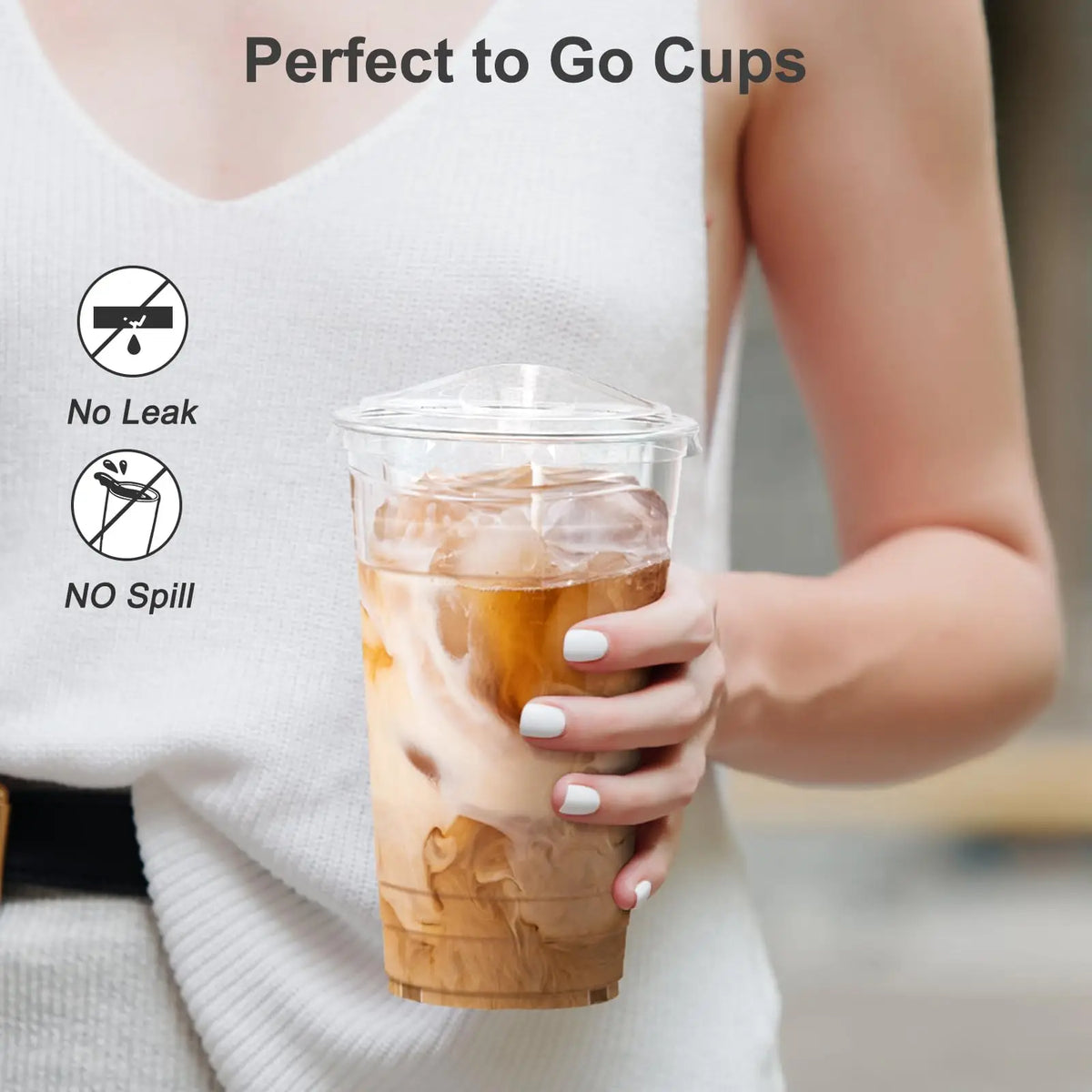 500ml transparent plastic cup with lid, sturdy and food safe iced coffee cup, disposable plastic smoothie cup for cold drinks
