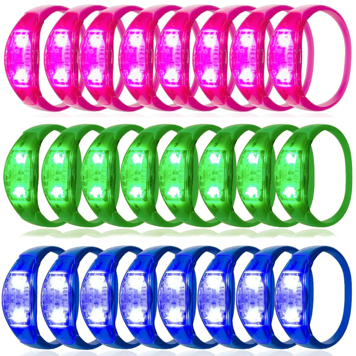 10-300PC LED Glow Bracelets Sound Activated Flashing Light Up Bracelet Luminous Bracelet for New Years Eve Music Control Concert