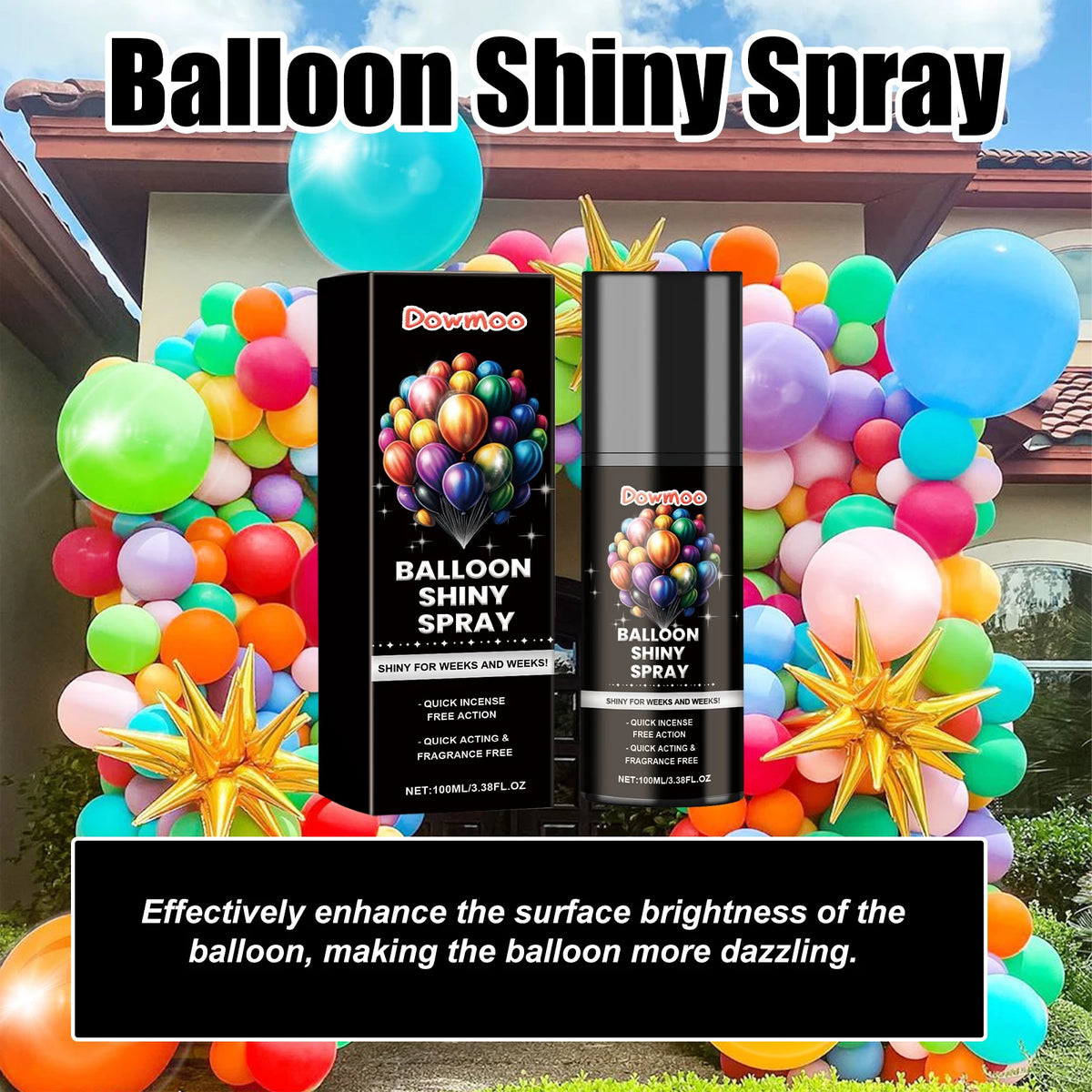 Balloon Shine Enhancer Spray Instant Gloss Polish Party Decoration Supplies Safe Formula Quick Dry For Birthday Wedding Events
