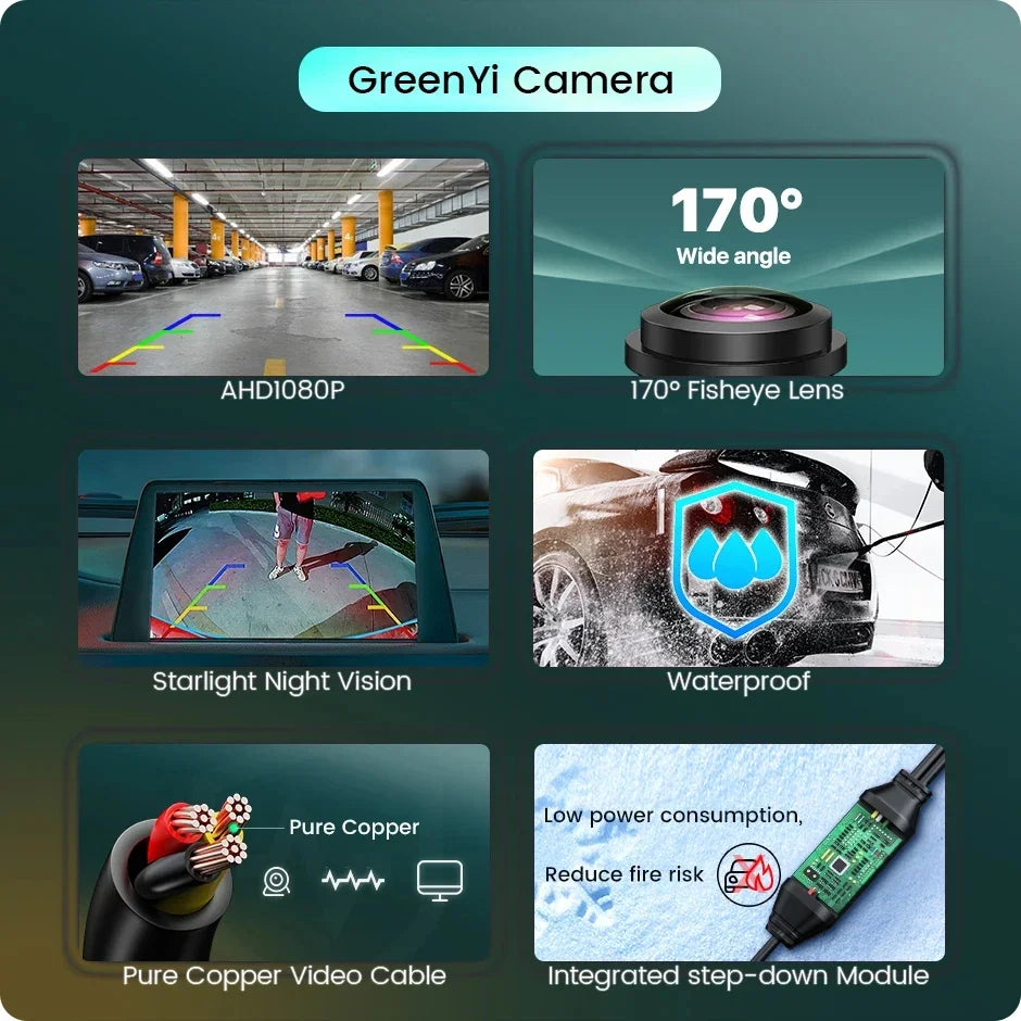 GreenYi AHD 1920x1080P Car Rear View Camera 170° Fisheye Lens Full HD Night Vision Vehicle Reversing Front Cameras C899