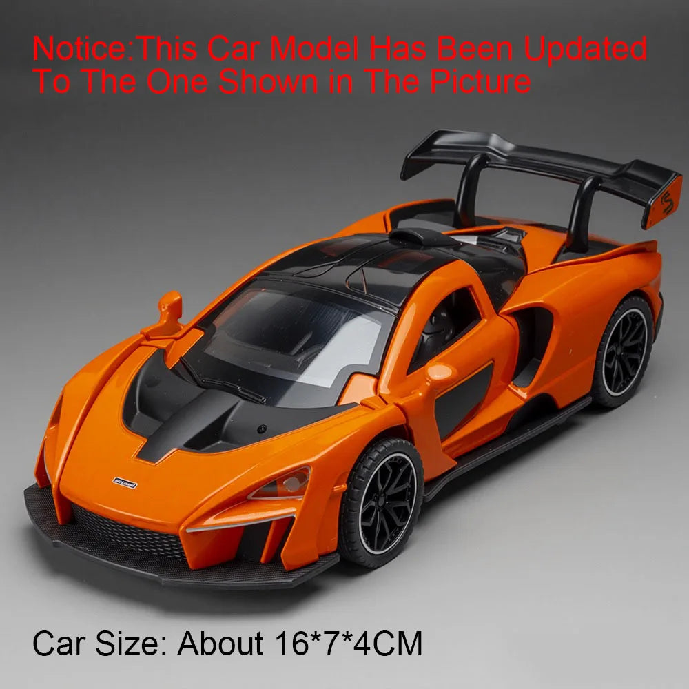 1:32 720S Senna Model Toy Sports Cars Alloy Diecast Sound Light Exquisite Interior Pull Back Supercar Models for Kids Presents