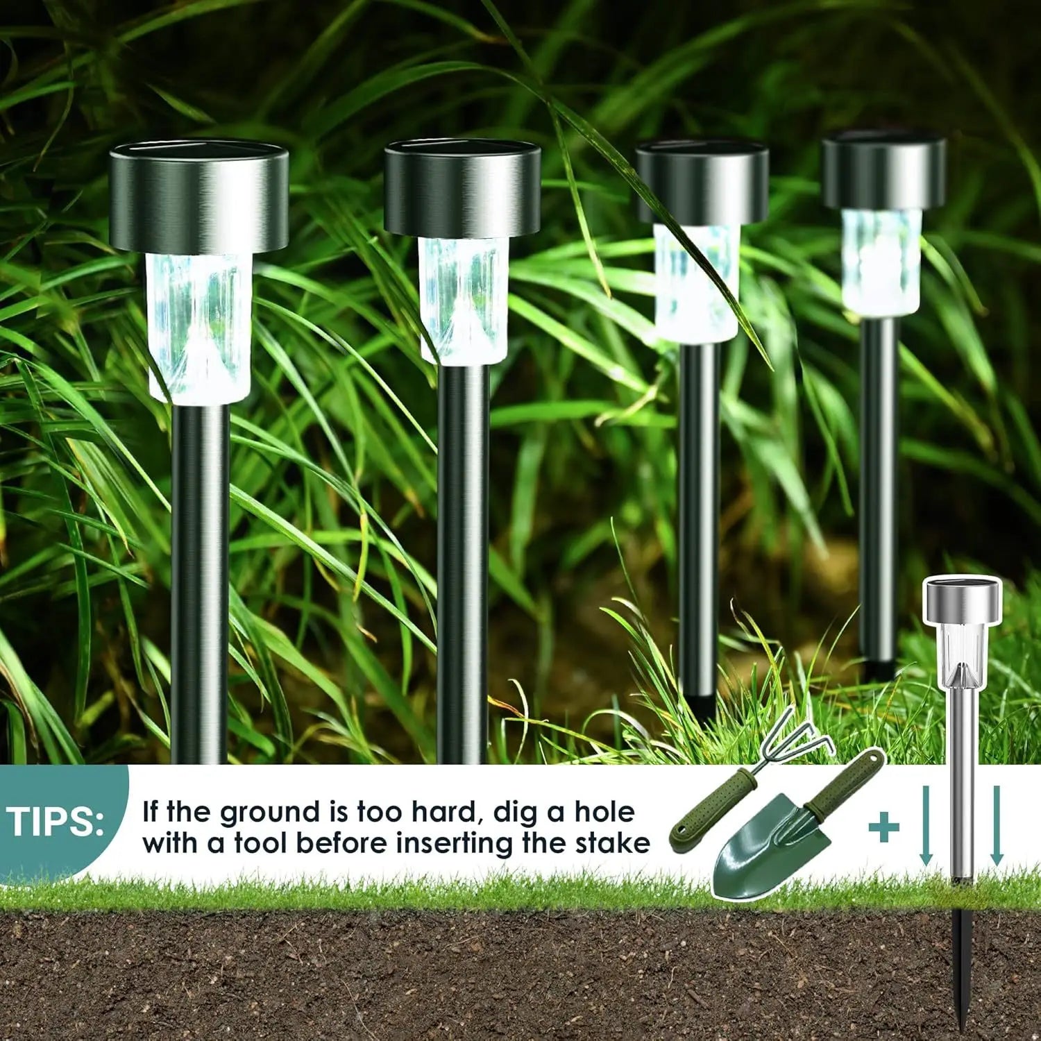 Solar Outdoor Lights New Garden Lamps Powered Landscape Path Yard Backyard Lawn Patio Decorative LED Lighting Waterproof