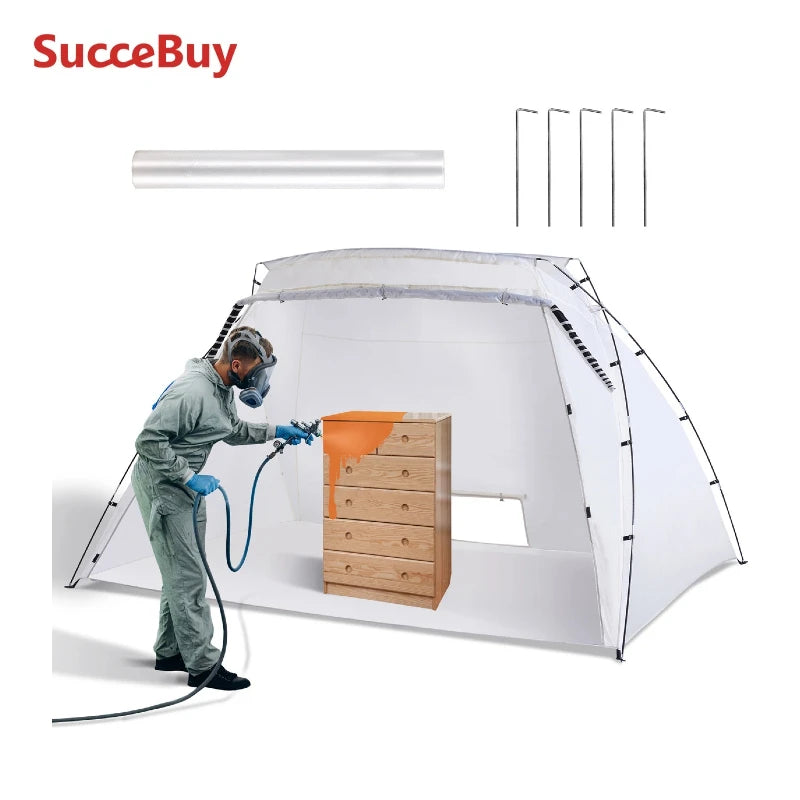 SucceBuy Portable Paint Booth Shelter 7.5x5.2x5.2/10x7x6ft Foldable Spray Painting Tent for Furniture Craft Project DIY Tool