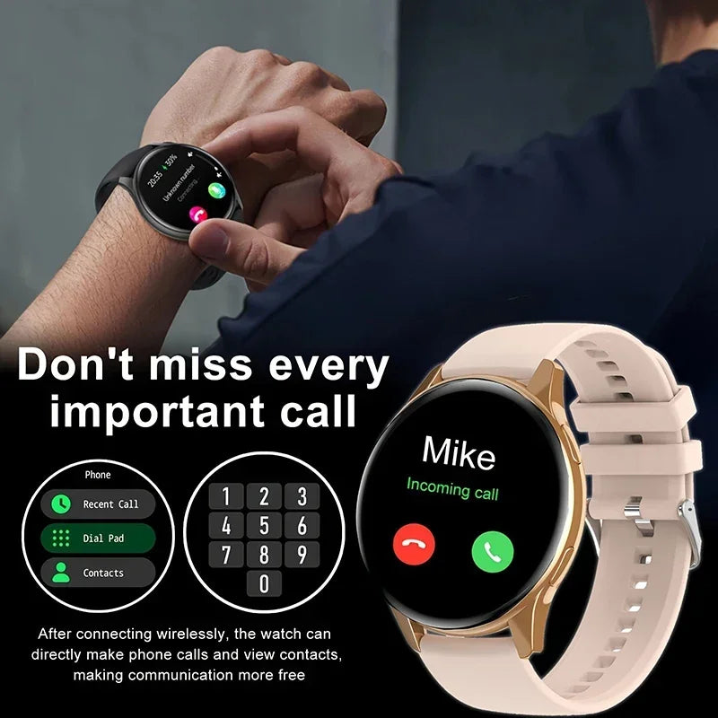Track your sleep and stay connected in style with this round-display smartwatch for men and women, compatible with iOS and Android!
