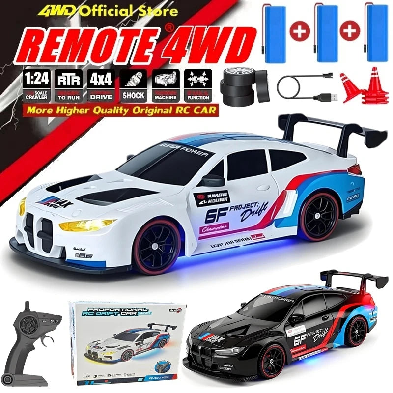 4WD RC Drift Car With LED Light 2.4G Radio 20KM/h High Speed Remote Control Racing Cars Vehicle Model Toy Gift for Boy Girl Kid