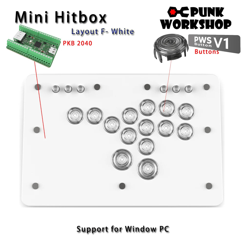 Punk Workshop Mini HitBox SOCD Fighting Stick Controller Newest Version Support Switch/PC (Windows®11 / 10) Handle Fight Console