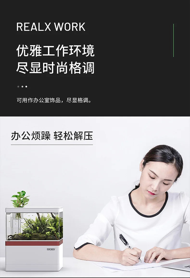 2026 mini fish tank Self circulating fish tank with charging filter desktop living room household water free ecological aquarium