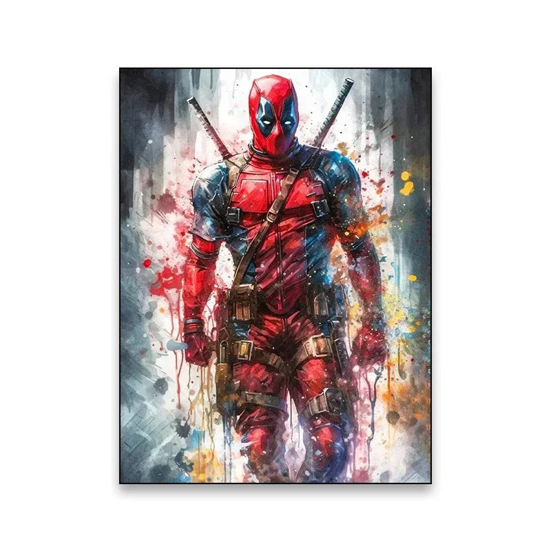 1pc Frameless Canvas Painting Marvel Movie Art Poster Spider Man Iron Man Deadpool Canvas Painting Classic Anime Character Mural