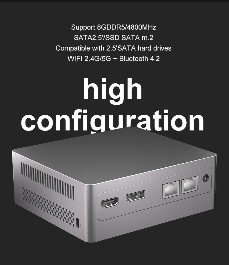 Experience powerful performance with this Intel N100 mini PC—quad-core processor with Turbo Boost up to 3.4GHz, 8GB LPDDR5 RAM, 256GB storage, 4800Hz dual RJ45 LAN with firewall, Windows 11, and 4K support for smooth multitasking and secure networking!