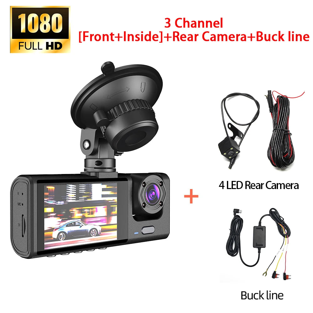 Dash Cam for Cars WIFI APP Car DVR 3 Channel Front Camera Video Recorder Rear View Camera for Vehicle Black Box Car Assecories