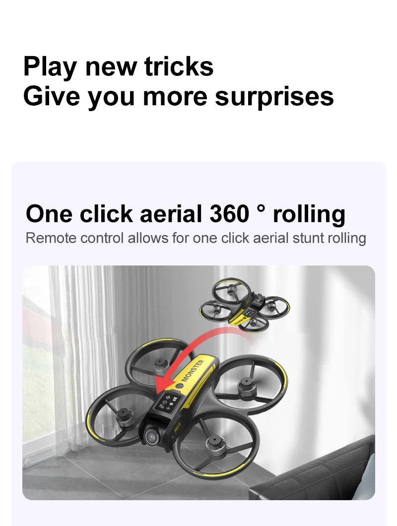 The new drone features a 4.5-inch display screen, one-click rolling, and dual-camera optical flow intelligent positioning