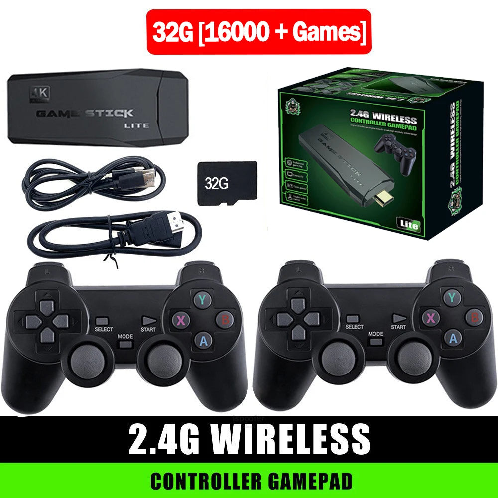 4K NEW 20000 Games Video Game Console 2.4G Wireless Controller Portable TV Game Stick Retro Handheld Game Player For Xmas Gift