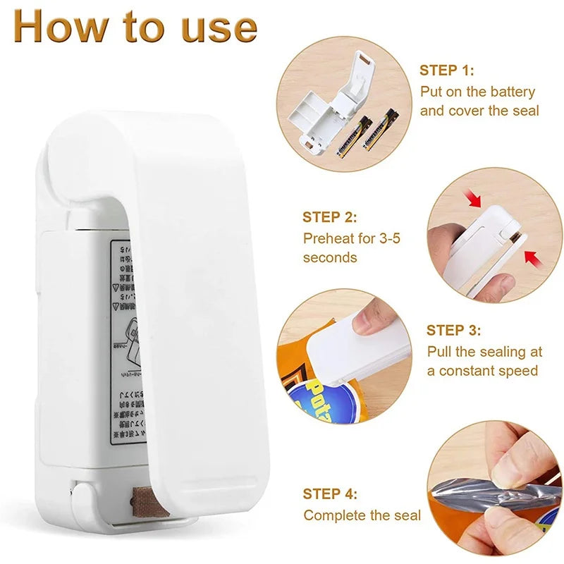 Seal your food bags easily with this mini heat bag seal machine—thermal plastic sealer perfect for keeping packages fresh and airtight!