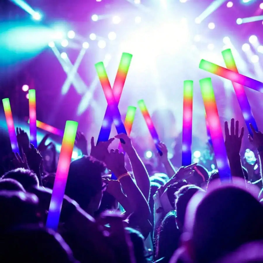 Glow Party Supplies Neon Party 100 PCS LED Glasses And Foam Glow Sticks Combo Bulk Light Up Shutter Glasses Bracelets For Birthday Wedding Concert Rave Valentine Christmas Party Favors Glow In The Dark Party Decor