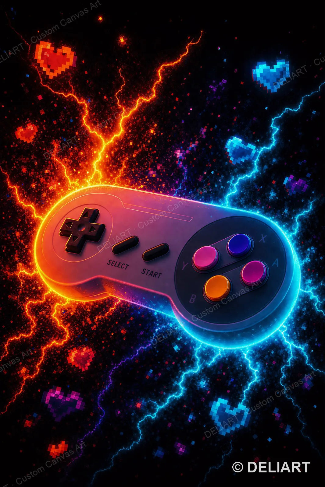 1 & 3 PCS Set Neon Gaming Posters Canvas Wall Art Print Gamepad Gamer Room Decor Esports Gift for Boys Teens Unframed