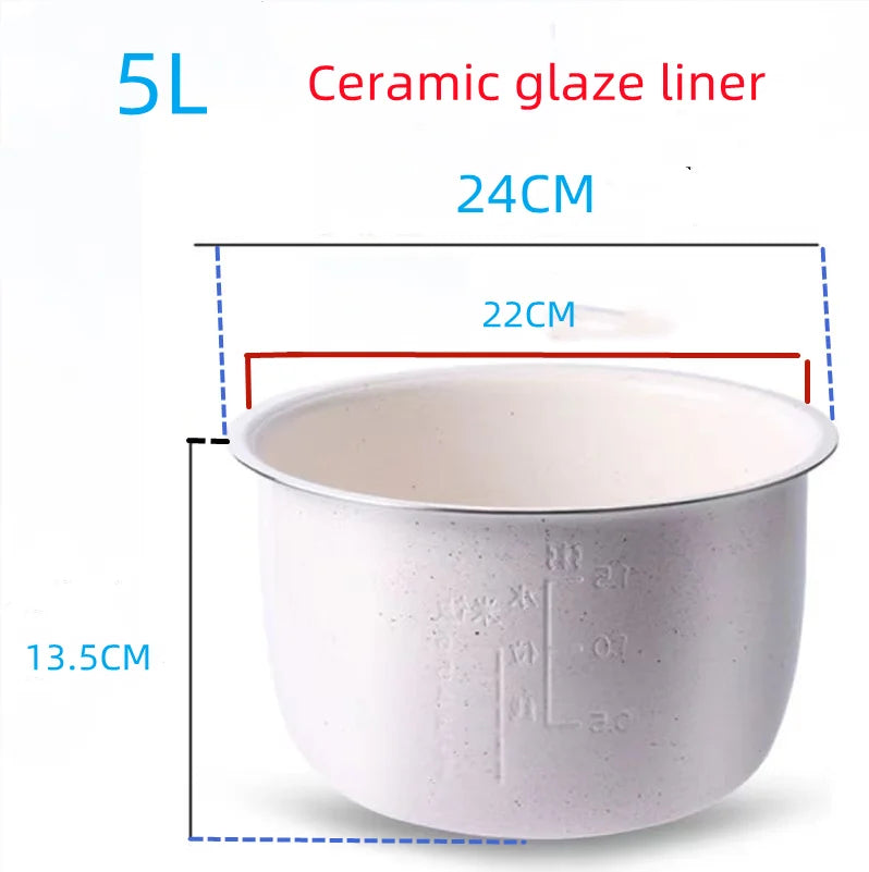Stainless steel liner without coating ceramic glaze liner rice cooker rice cooker electric pressure cooker inner bowl 4L 5L 6L
