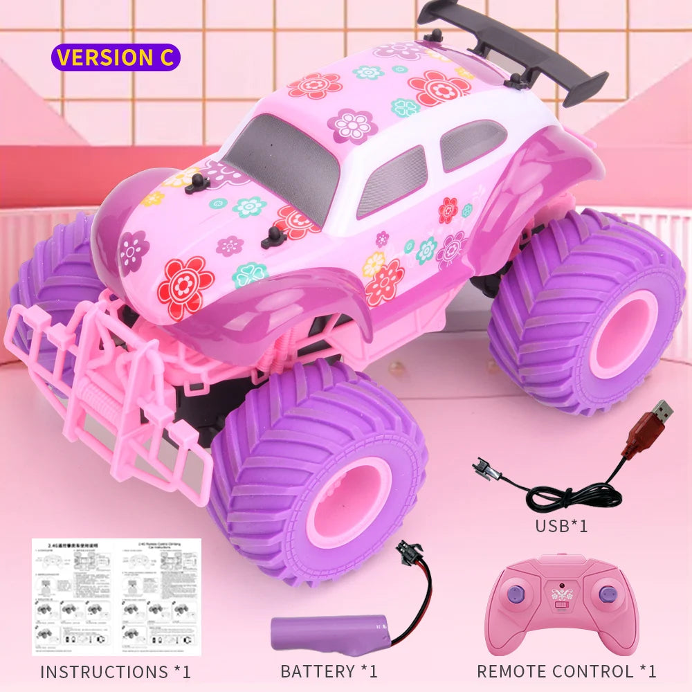 Pink 2.4G RC Car - JJRC Q157 Remote Control Off-Road Climbing Vehicle Ideal Girl's Party Gift & Christmas Toy