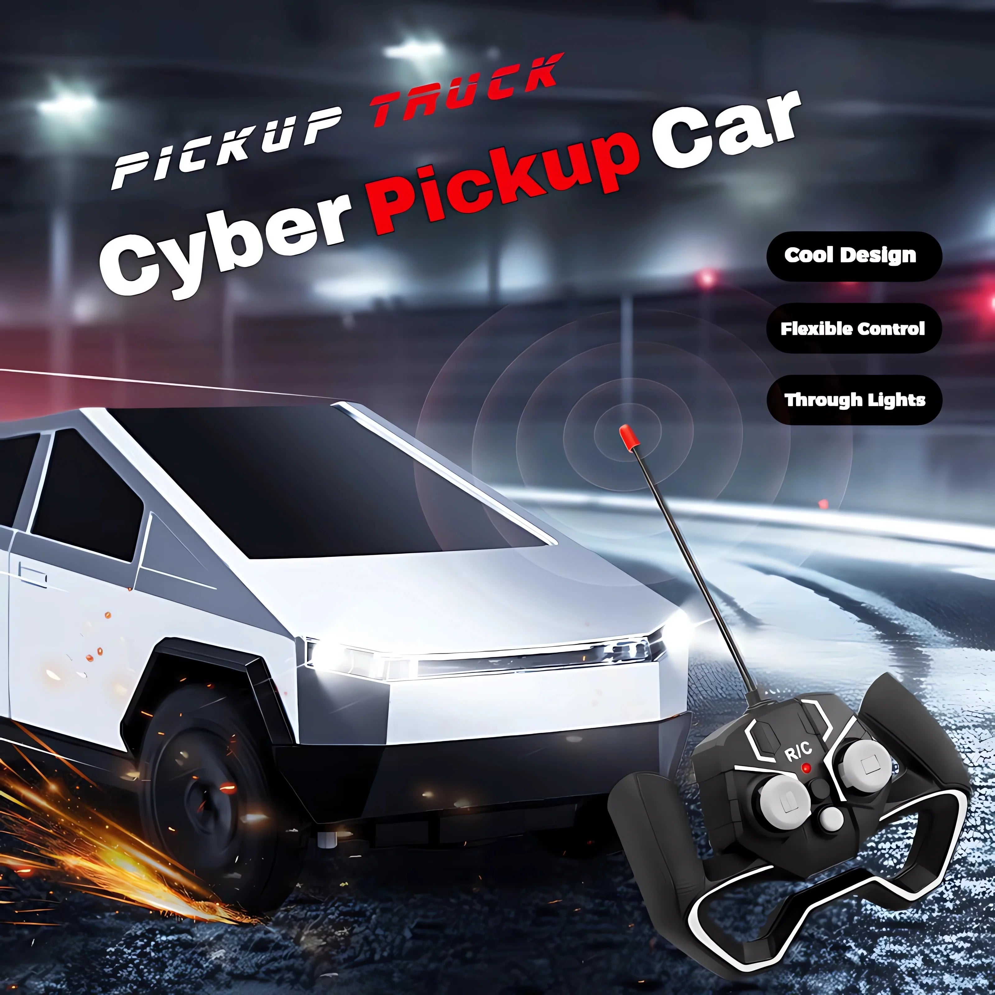 1:24 Pickup Remote Control Car, 4WD Off-Road RC Truck Toy,27MHz Wireless Remote Car with LED Lights,Birthday Gift for Boys Kids