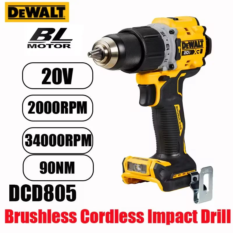 DEWALT DCD805 20V Power Tools Brushless Impact Drill Cordless Electric Screwdriver Multi-Function Hand Drill