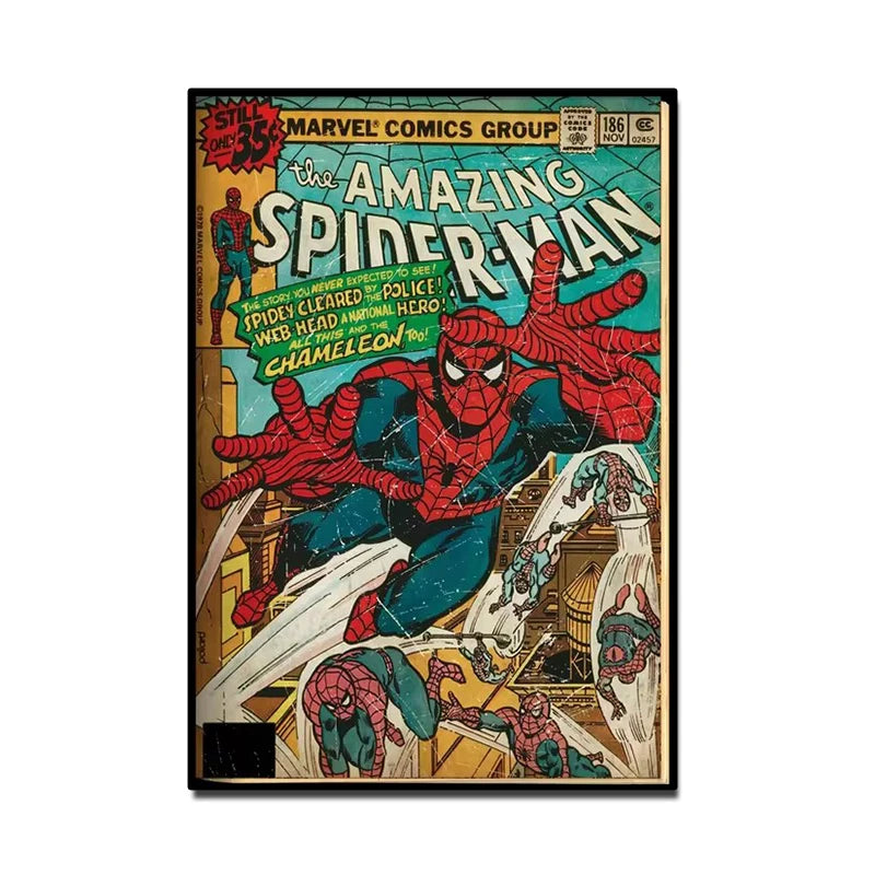 Retro Marvel Super Hero Decorative Painting Anime Spider Man Art Poster American Film Mural Home Childrens Room Wall Decor Pr