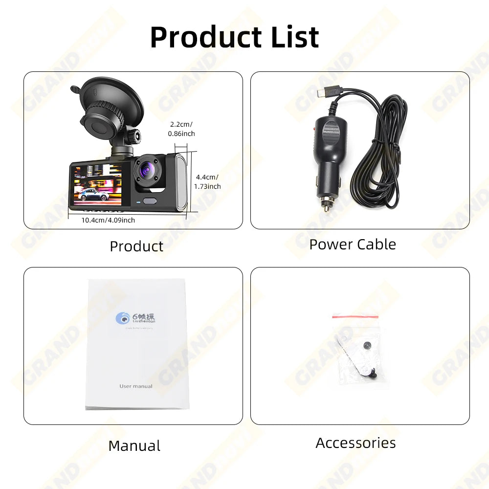 Dash Cam for Cars WIFI APP Car DVR 3 Channel Front Camera Video Recorder Rear View Camera for Vehicle Black Box Car Assecories