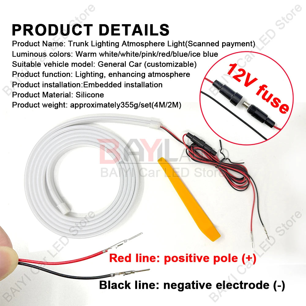 Universal Automatic Led Trunk Light Automatic Sensor Car Trunk Light Strip with Dynamic Flowing Illumination for Fit Easy