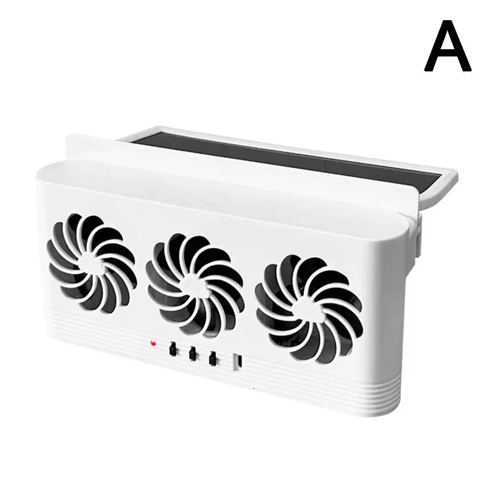 Solar Powered Car Radiator Cooling Fan With 3 Air Outlets Car Window Air Vent Fan USB Powered Auto Ventilation Fan For All Cars