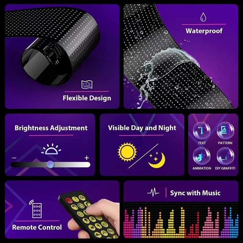 LED Matrix Pixel Panel Truck Eye Bluetooth APP Matrix Pixel Panel Night Light DIY Programmable Flexible For Car Store Hotel Bar