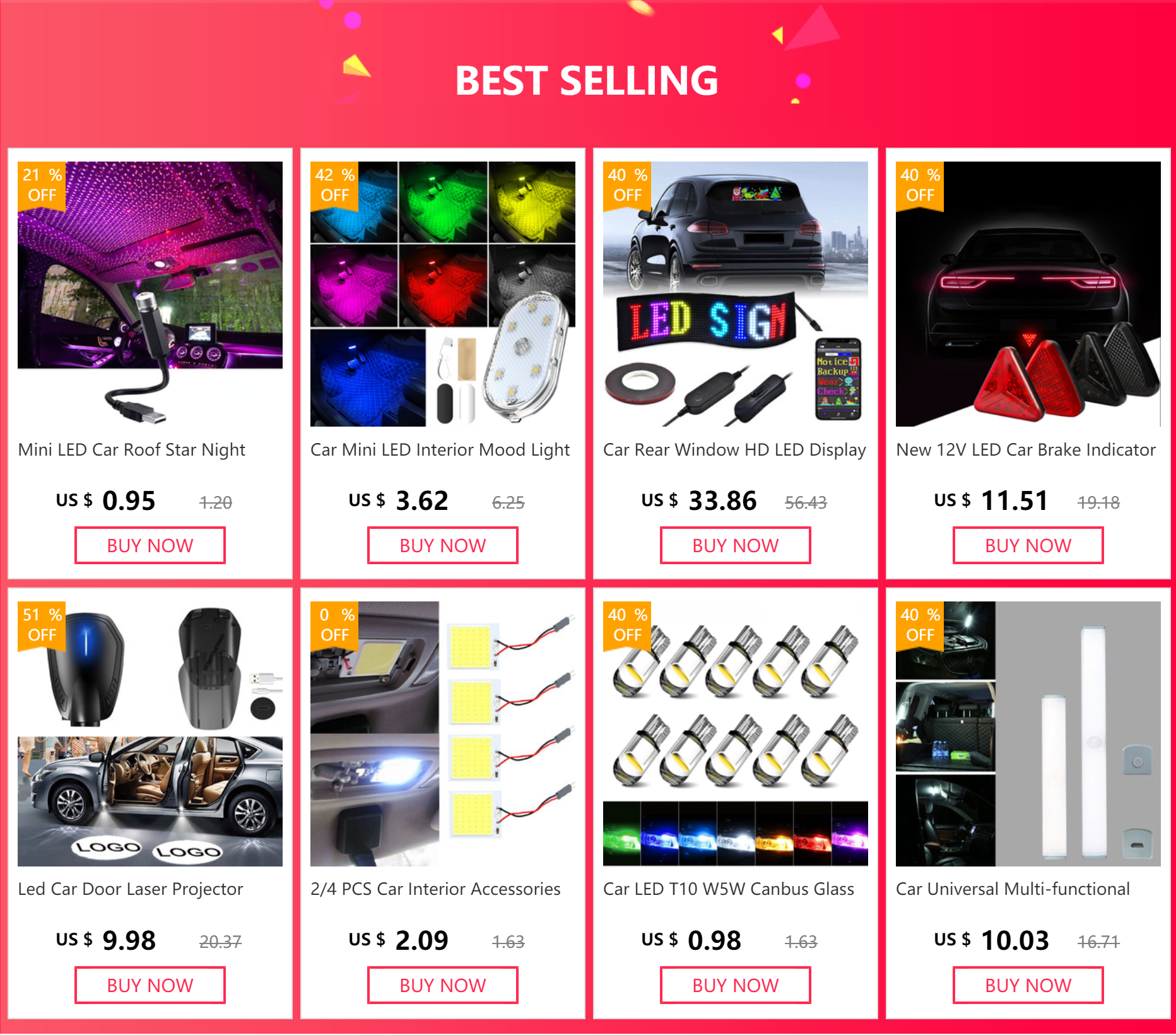 Mini LED Car Roof Star Night Light Projector